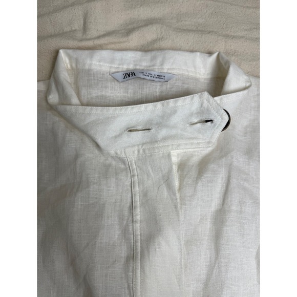 Zara Tops - Zara women's long-sleeved linen blouse with buttons, siz S, white